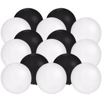 Bellatio Decorations - 16x stuks groot formaat ballonnen - zwart en wit - Diameter 60 cm