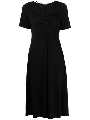 tout a coup robe mi-longue en soie à fronces - Noir