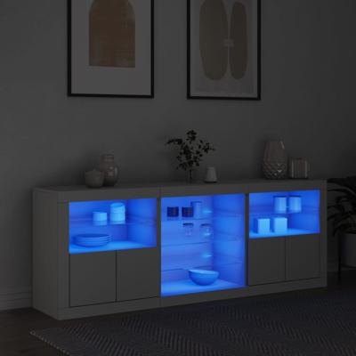 Dressoir met LED-verlichting 181,5x37x67 cm wit