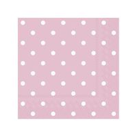 60x Polka Dot 3-laags servetten licht roze met witte stippen 33 x 33 cm