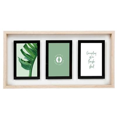 Collage fotolijst NEO - voor 3x foto van 10 x 15 cm - hout - naturel/zwart - 47 x 23 cm