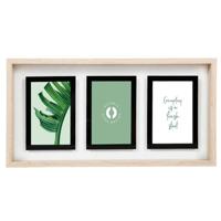 Collage fotolijst NEO - voor 3x foto van 10 x 15 cm - hout - naturel/zwart - 47 x 23 cm