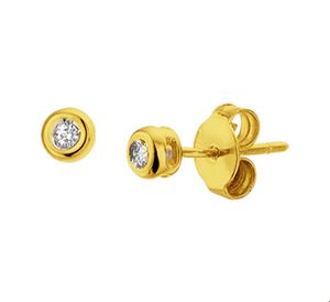 TFT Oorknoppen Diamant 0.04ct (2x0.02ct) H SI Geelgoud Glanzend
