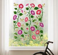 Raamsticker roze bloemen met vlinders