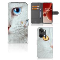 OnePlus Nord 3 | Telefoonhoesje | Met pasjeshouder | Witte Kat