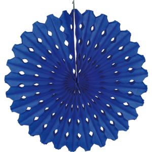 Hangdecoratie waaier/honeycomb - papier - blauw - 45 cm - feestversiering