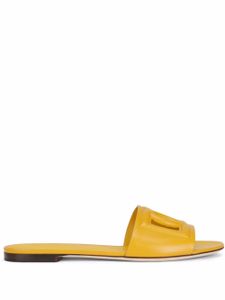 Dolce & Gabbana sandales en cuir à logo DG - Jaune