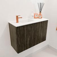 Toiletmeubel Mondiaz Joya | 60 cm | Meubelkleur Shadow | Faye wastafel Talc Links | 1 kraangat Toiletmeubel Mondiaz Joya | 60 cm | Meubelkleur Shadow | Faye wastafel Talc Links | 1 kraangat