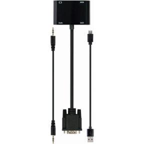 Gembird VGA naar HDMI + VGA adapterkabel, 0,15 m, zwart