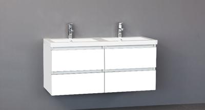 Badmeubel Trend Keramiek 120 Hoogglans Wit met 4 lades