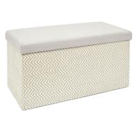 Hocker/poef opvouwbaar - beige/lichtgrijs - Fishbone - 76 x 38 cm