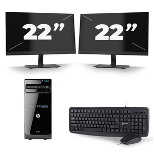 HP Pro 3500 Micro Tower - Intel Core i7-3e Generatie - 16GB RAM - 512GB SSD - Windows 10 + 2x 22 inch Monitor