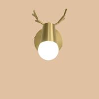 enkele hoofd muur licht koper gewei muur lamp spiegel koplamp woonkamer trap licht creatieve slaapkamer bed lamp (warm licht 5W)