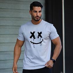 heren 100% katoen grafisch t-shirt zwart wit blauw t-shirt 100% katoenen overhemd mode klassiek overhemd korte mouw comfortabel t-shirt straat vakantie zomer mode designer kleding Lightinthebox