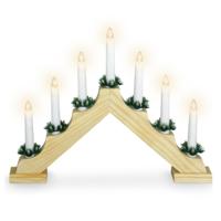 Kaarsenbrug verlichting - goud - hout - 41 x 5,5 x 30 cm - 7 led lampjes - warm wit