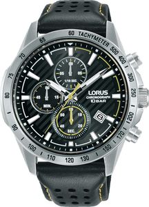 Lorus RM301JX9 Horloge Chronograaf staal-leder zilverkleurig-zwart 43 mm