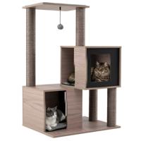 Moderne Krabpaal voor Binnenkatten 93 cm Hoge Houten Toren met Meerdere Verdiepingen en Sisal Krabpalen