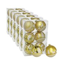 36x stuks gedecoreerde kerstballen goud kunststof 6 cm