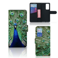 Huawei P40 Pro Telefoonhoesje met Pasjes Pauw - thumbnail