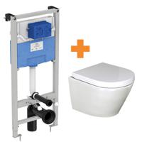 Luca Varess Calibro hangend toilet hoogglans wit randloos compact met Ideal Standard ProSys inbouwreservoir