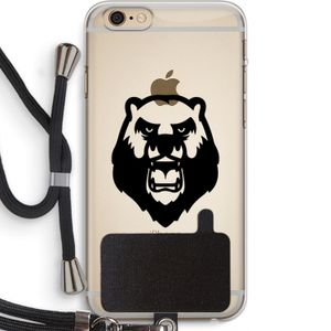 Angry Bear (black): iPhone 6 PLUS / 6S PLUS Transparant Hoesje met koord