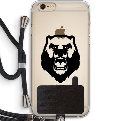 Angry Bear (black): iPhone 6 PLUS / 6S PLUS Transparant Hoesje met koord