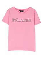 Balmain Kids t-shirt en coton à logo strassé - Rose - thumbnail