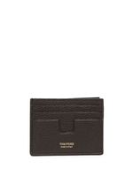 TOM FORD logo-stamp grained-leather cardholder - Marron