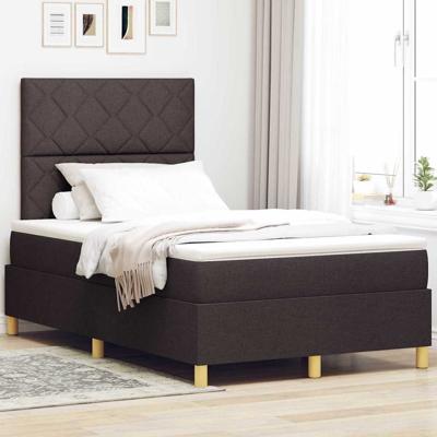 Boxspringbed met Matras & LED Donkerbruin 120x200 cm Stof