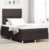 Boxspringbed met Matras & LED Donkerbruin 120x200 cm Stof