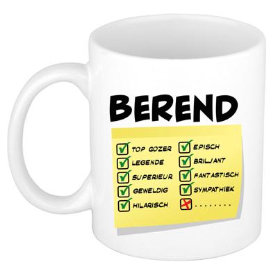 Naam mok Berend - wit - top gozer - keramiek - 300 ml - cadeau collega beker