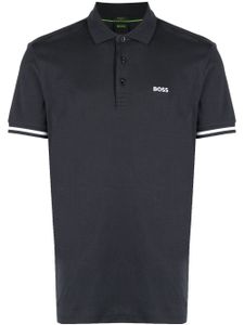 BOSS polo en coton à logo brodé - Bleu