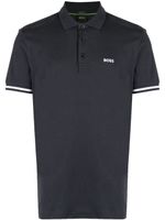 BOSS polo en coton à logo brodé - Bleu