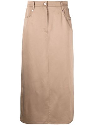 Brunello Cucinelli jupe mi-longue à coupe droite - Marron