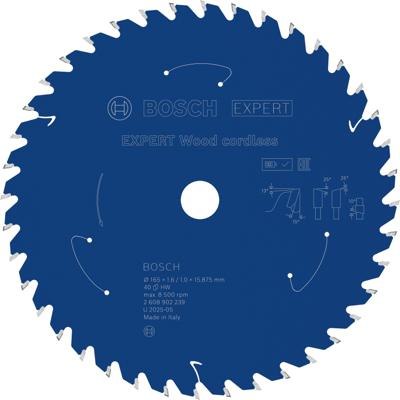 Bosch Accessoires EXPERT Wood cordless Cirkelzaagblad | 165 x 1,6/1 x 15,875 mm | T40 - 2608902239