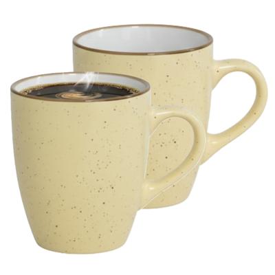 Gerimport Koffie / thee mok Sweets - 2x stuks - geel - 350 ml - keramiek
