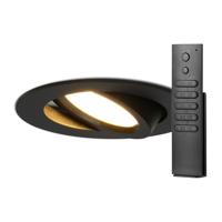 16x LED inbouwspots Rome - Zwart - 6 Watt 500 lumen - Kantelbaar - Dimbaar - 2700K warm wit - IP44 Waterdicht - Inclusief afstandsbediening - Geringe inbouwdiepte