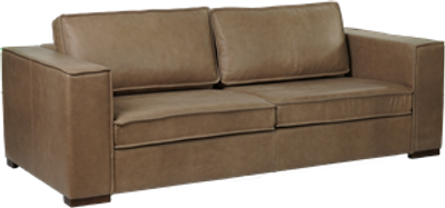 Taupe leren landelijke 3-zitsbank Fine - poot hout bruin - Vintage Leer Taupe (taupe leer)