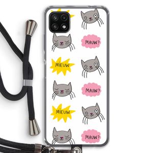 Meow: Samsung Galaxy A22 5G Transparant Hoesje met koord