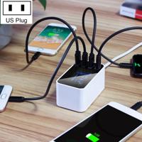 CDA30 20W 3 USB-poorten + USB-C/type-C-poorten multifunctionele oplader met LED-display US-stekker