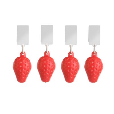 Tafelkleedgewichten aardbeien - 4x - rood - kunststof - voor tafelkleden en tafelzeilen Tafelkleedgewichten aardbeien - 4x - rood - kunststof - voor tafelkleden en tafelzeilen