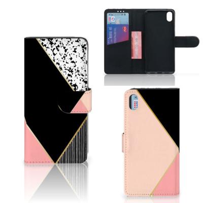 Xiaomi Redmi 7A | Book Case | Zwart Roze Vormen