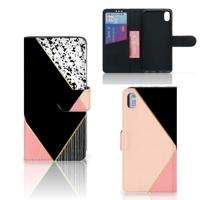 Xiaomi Redmi 7A | Book Case | Zwart Roze Vormen