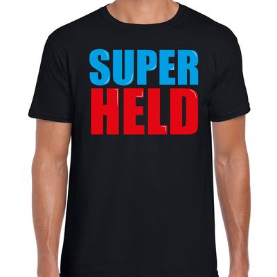Super held fun tekst t-shirt zwart heren