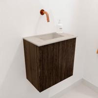 Toiletmeubel Mondiaz Joya Dlux | 40 cm | Meubelkleur Walnut | Faye wastafel Opalo Wasbak Midden | Zonder kraangat(en)