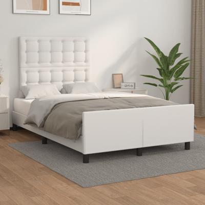 Bedframe met hoofdbord kunstleer wit 120x200 cm