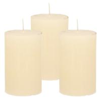 Atmosphera Stompkaars - 3x - ivoor wit - 5 x 8 cm - klein rustiek model - cilinderkaars - kaars