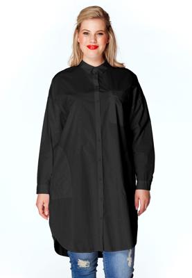 Yoek Tuniek blouse katoen | Zwart | Maat Plus