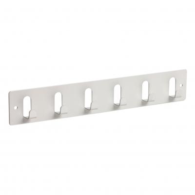 Siro Kapstok - 6 ophang haken - metaal - wit - 11 x 36 cm - ruimtebesparend - wandkapstok