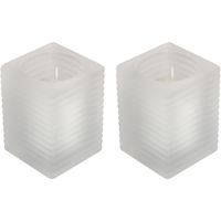 2x Matte kaarsenhouders met kaars 7 x 10 cm 24 branduren   - - thumbnail